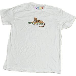 Stay cool, cheetah, graphic, short sleeve T-shirt, adult medium